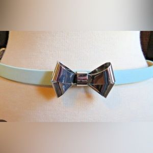 Ted Baker Skinny 5/8" Silver Bow Leather Belt
